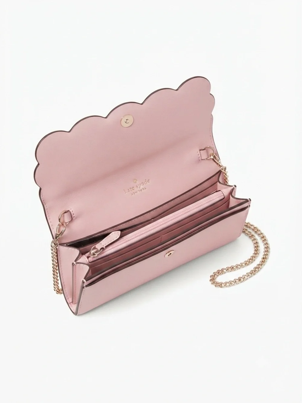 Kate Spade Gemma Leather Wallet on a Chain Shoulder Bag In Pink